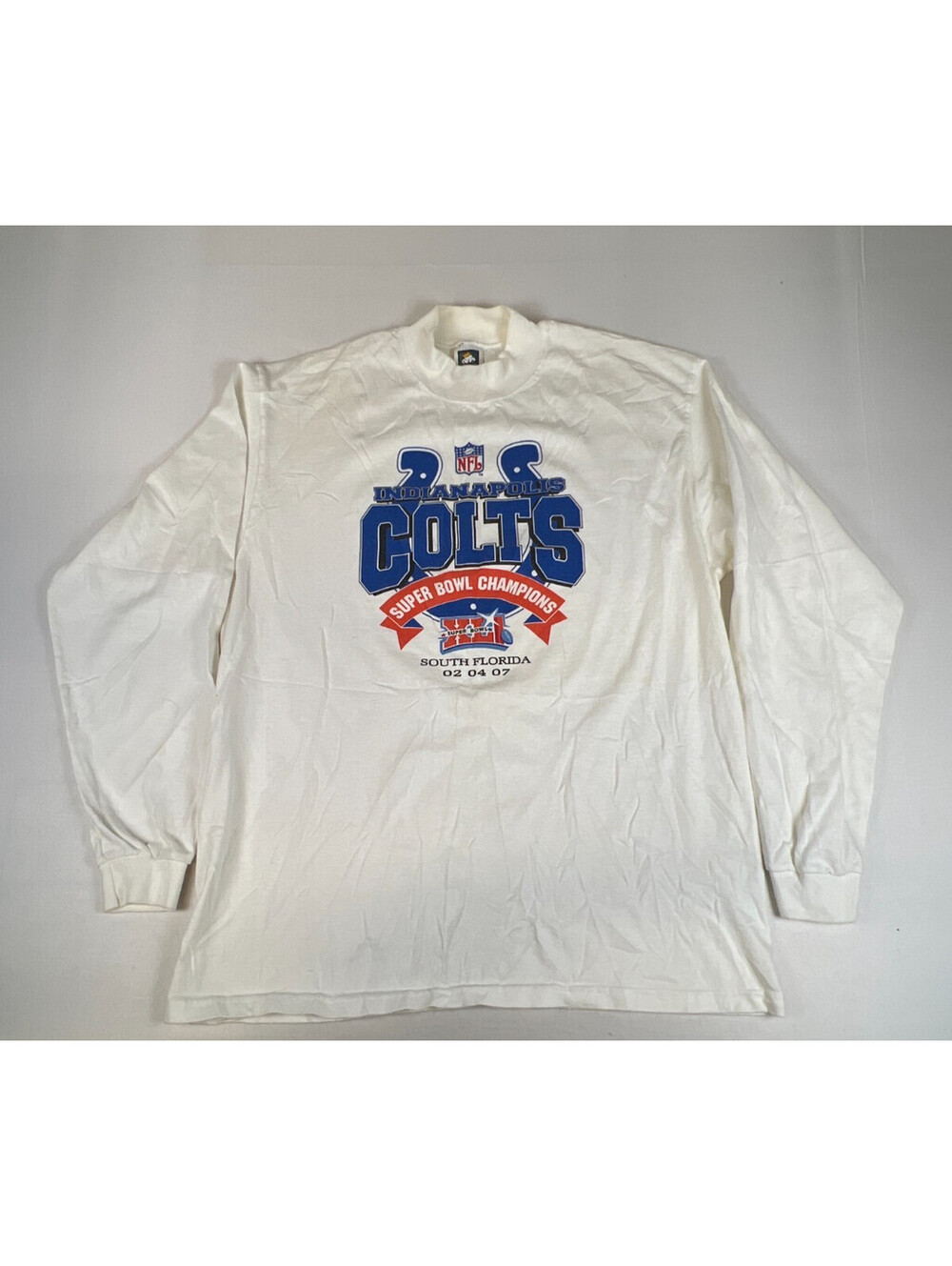 NFL Indianapolis Colts Super Bowl Champions Long Sleeve White T-Shirt L USA